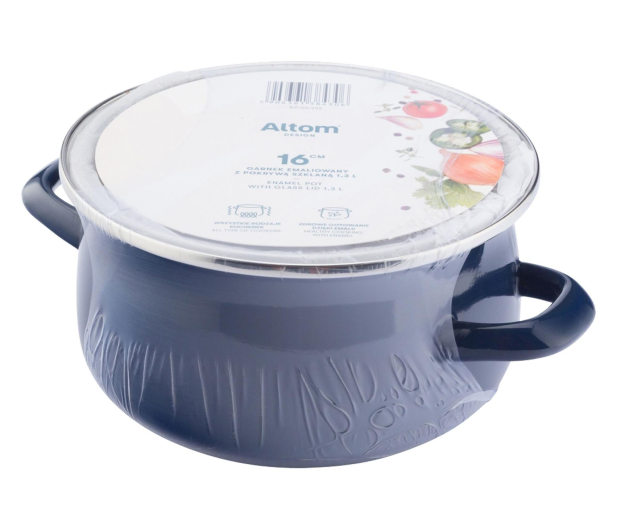 Altom Garnek emaliowany 16 cm 1,3 l pokrywka granat indukcja - 1611111 - zdjęcie 5